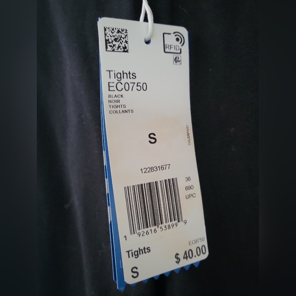 Women's Adidas Black Noir Tights Collants EC0750 Logo Leggings S NWT - Picture 6 of 7